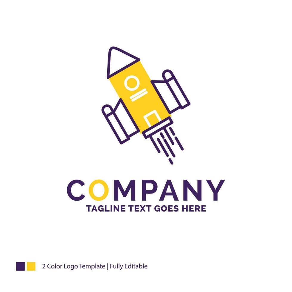 Company Name Logo Design For space craft. shuttle. space. rocket. launch. Purple and yellow Brand Name Design with place for Tagline. Creative Logo template for Small and Large Business. vector