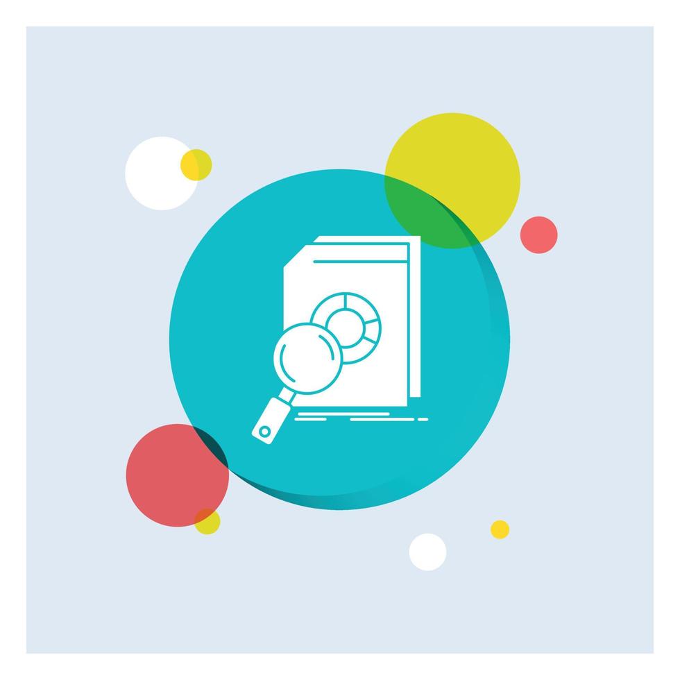 Analysis. data. financial. market. research White Glyph Icon colorful Circle Background vector