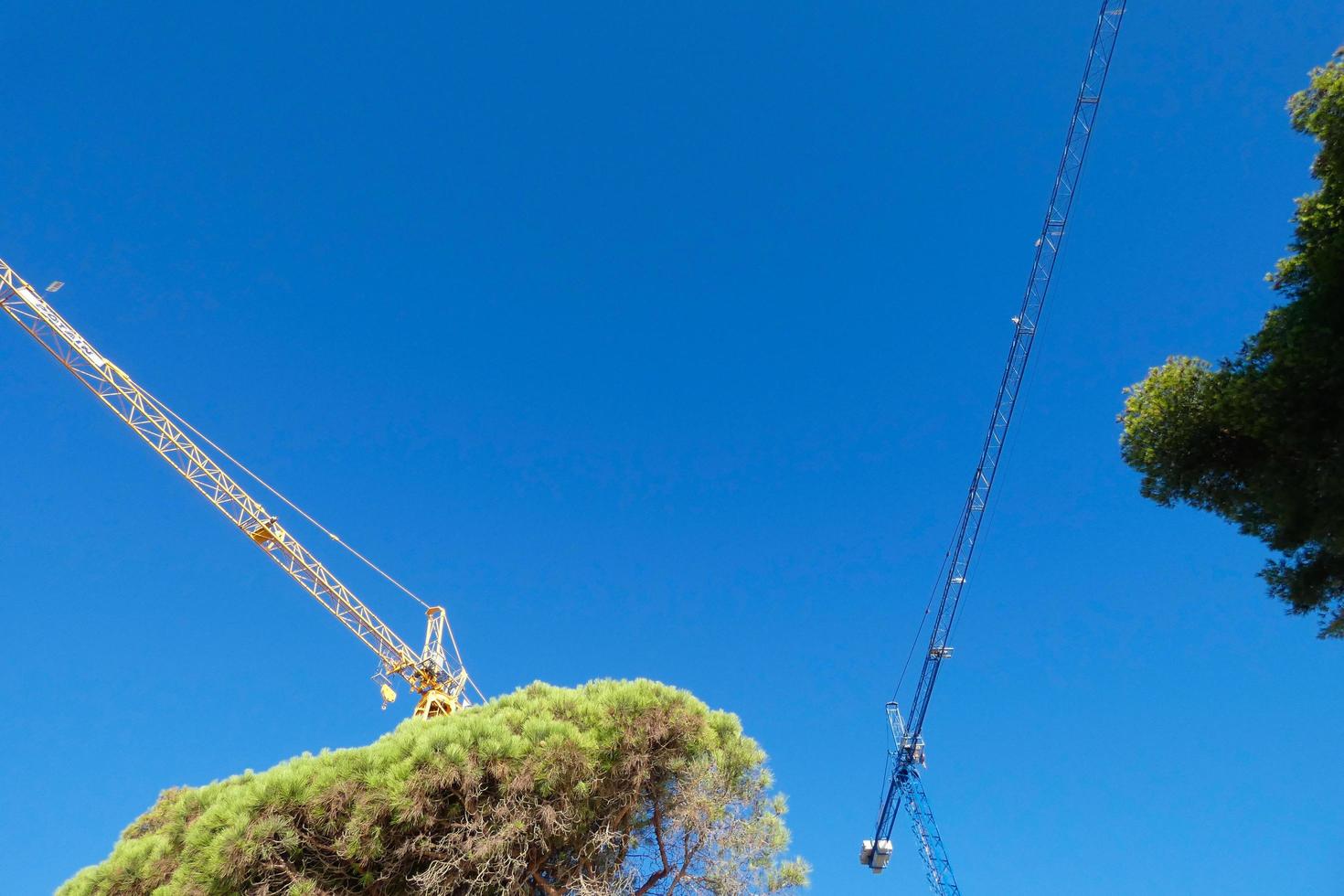 Cranes on a construction site of a building under construction photo