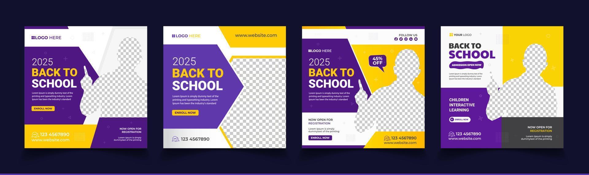 Back to school admission promotion social media post banner template vector