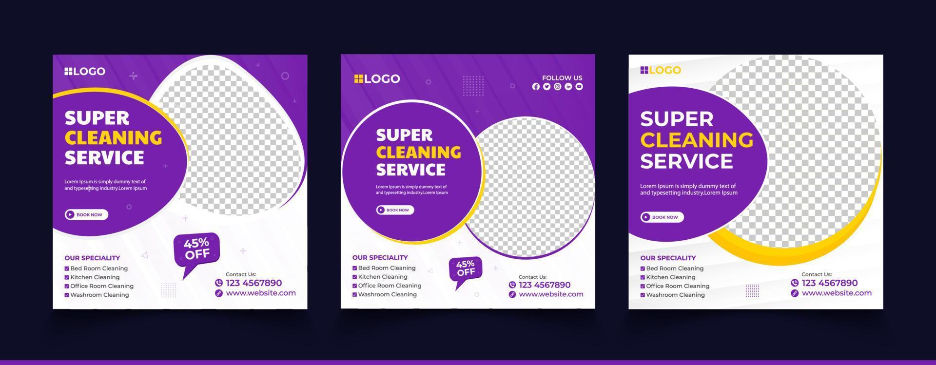 office, home and hotel cleaning social media post banner. Cleaning service social media post banner template. Home Cleaning social media post banner. Cleaning service marketing post banner design. vector