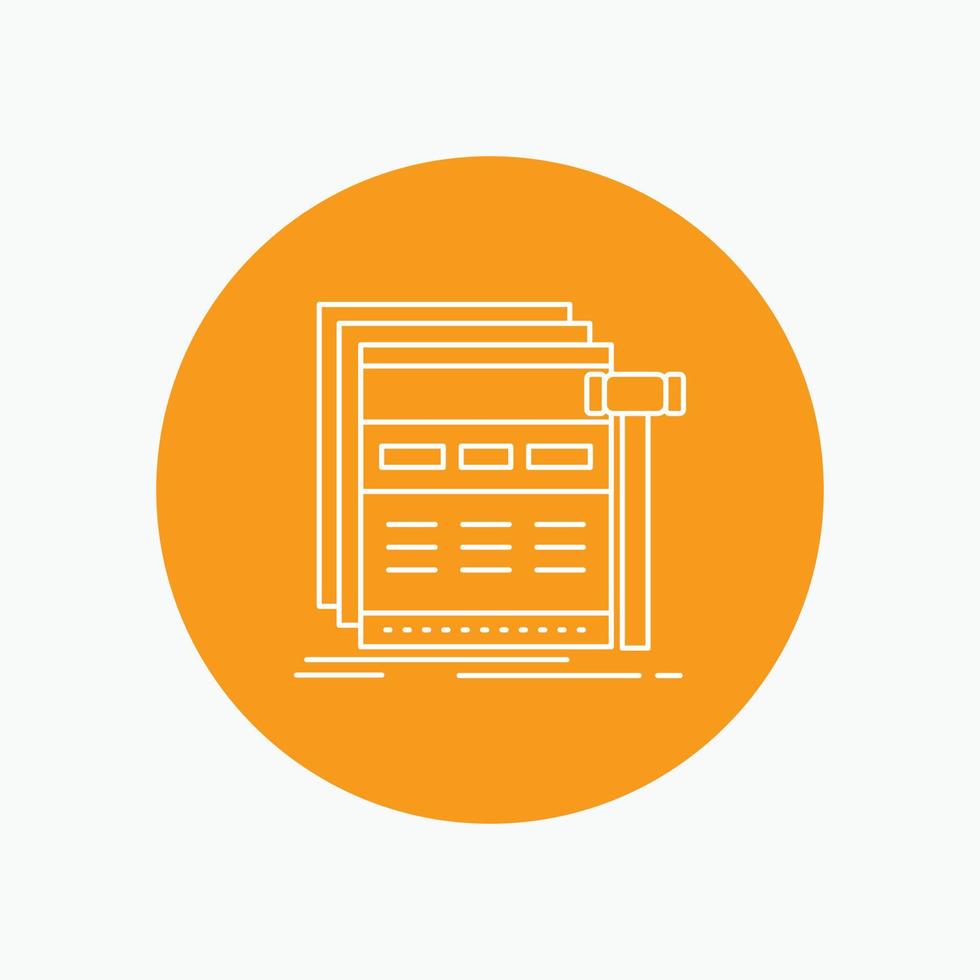 Internet. page. web. webpage. wireframe White Line Icon in Circle background. vector icon illustration