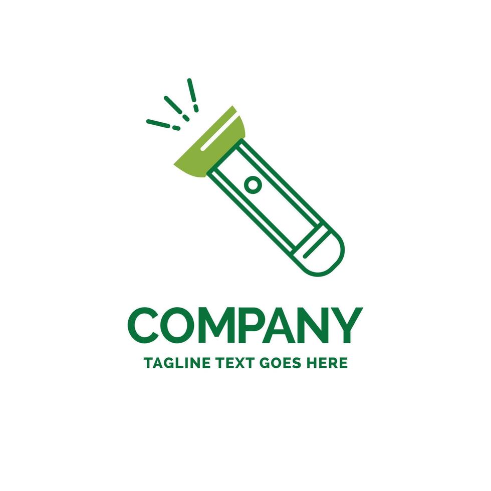 torch. light. flash. camping. hiking Flat Business Logo template. Creative Green Brand Name Design. vector
