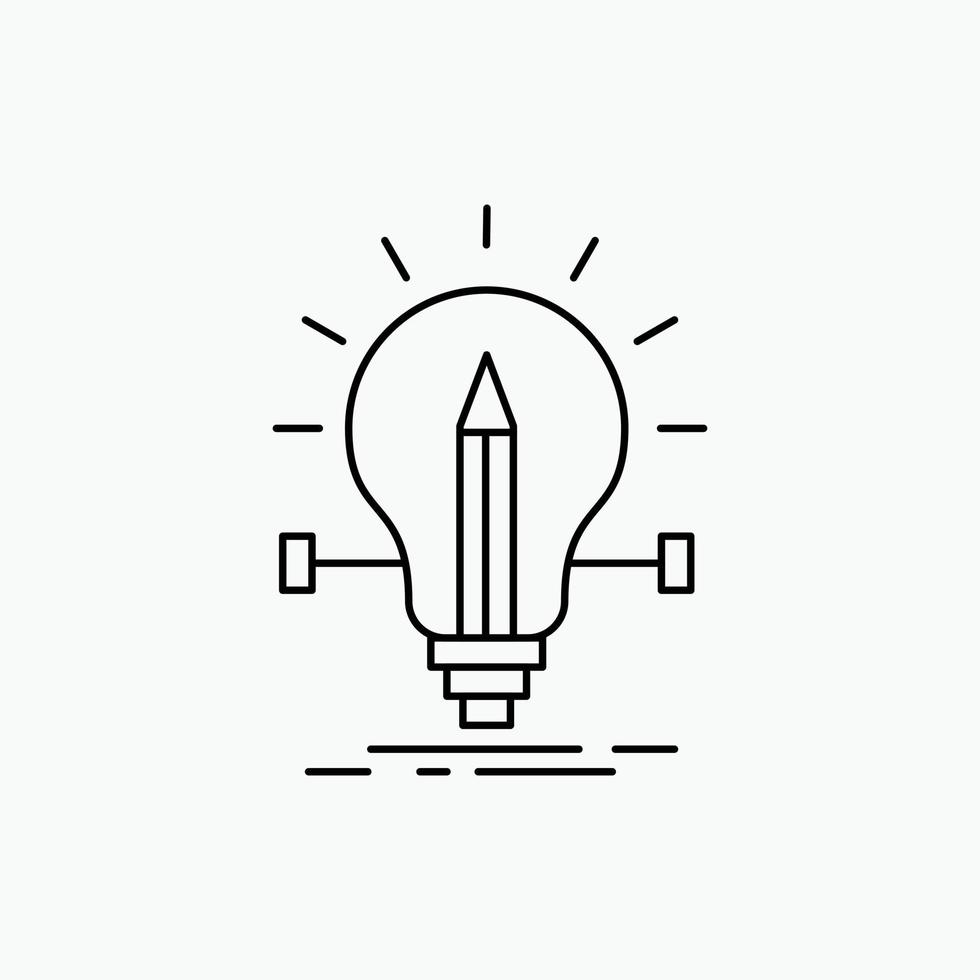 bulb, creative, solution, light, pencil Line Icon. Vector isolated illustration