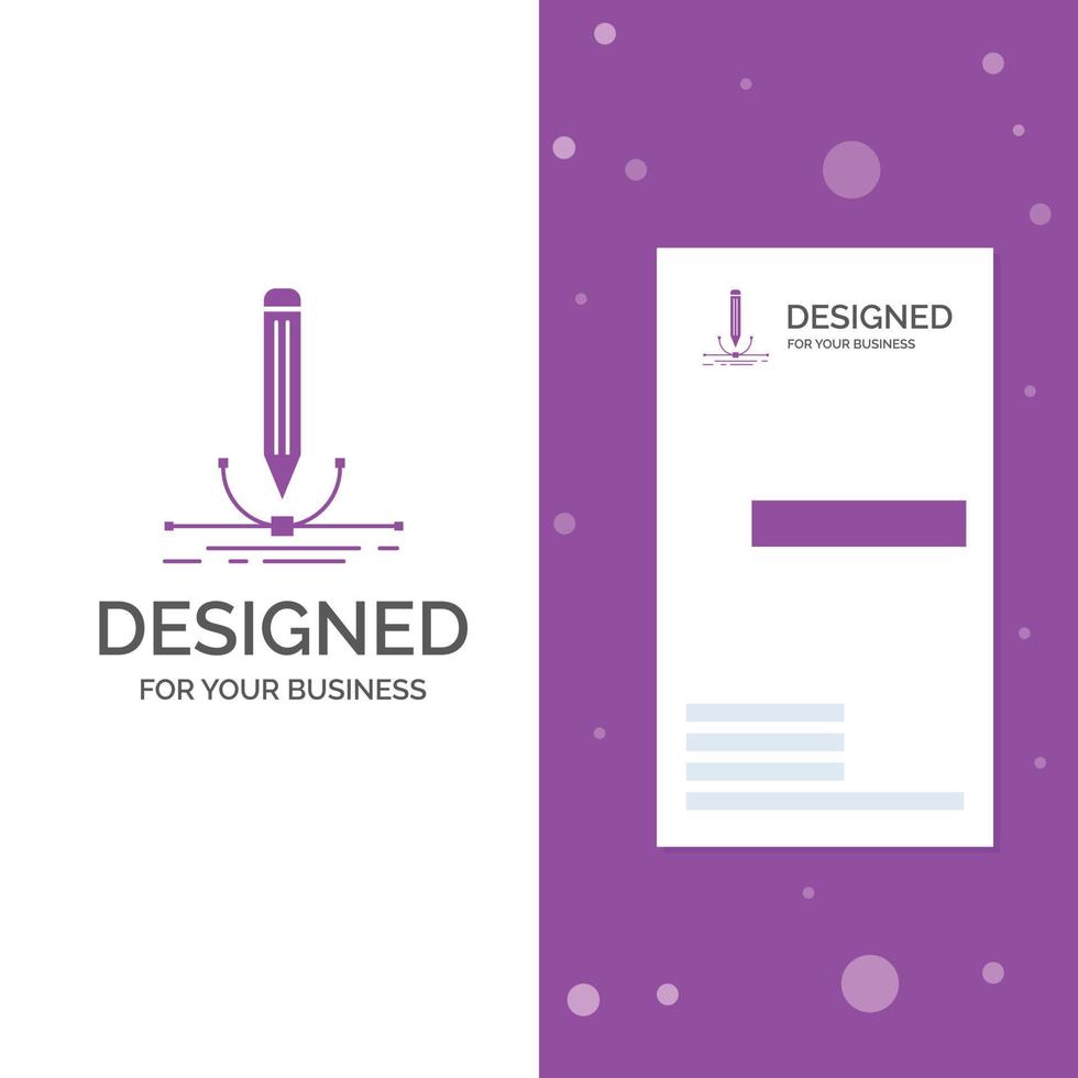logotipo de empresa para ilustración. diseño. lápiz. gráfico. dibujar. plantilla de tarjeta de visita de negocio púrpura vertical. ilustración de vector de fondo creativo
