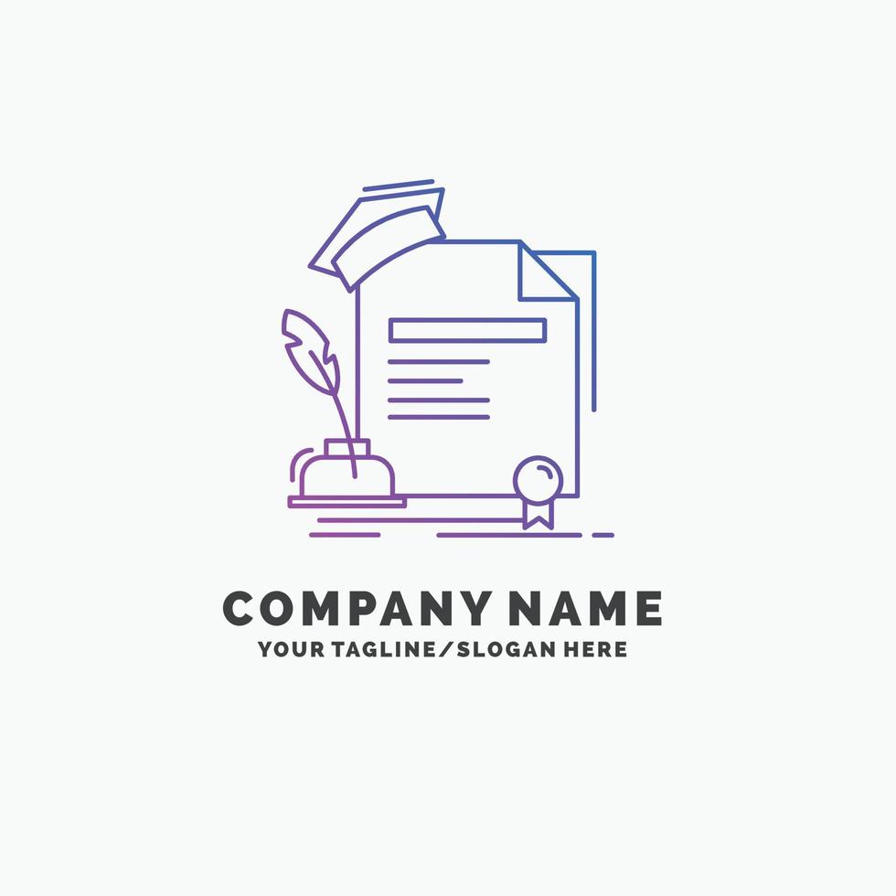 certificate. degree. education. award. agreement Purple Business Logo Template. Place for Tagline vector