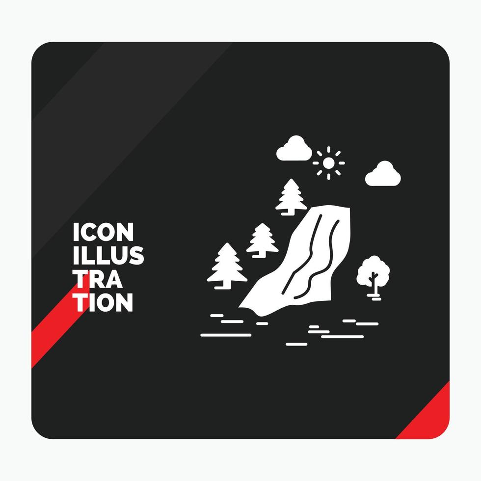 Red and Black Creative presentation Background for waterfall. tree. pain. clouds. nature Glyph Icon vector