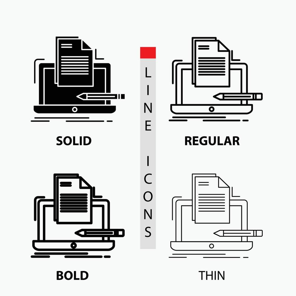 Coder. coding. computer. list. paper Icon in Thin. Regular. Bold Line and Glyph Style. Vector illustration