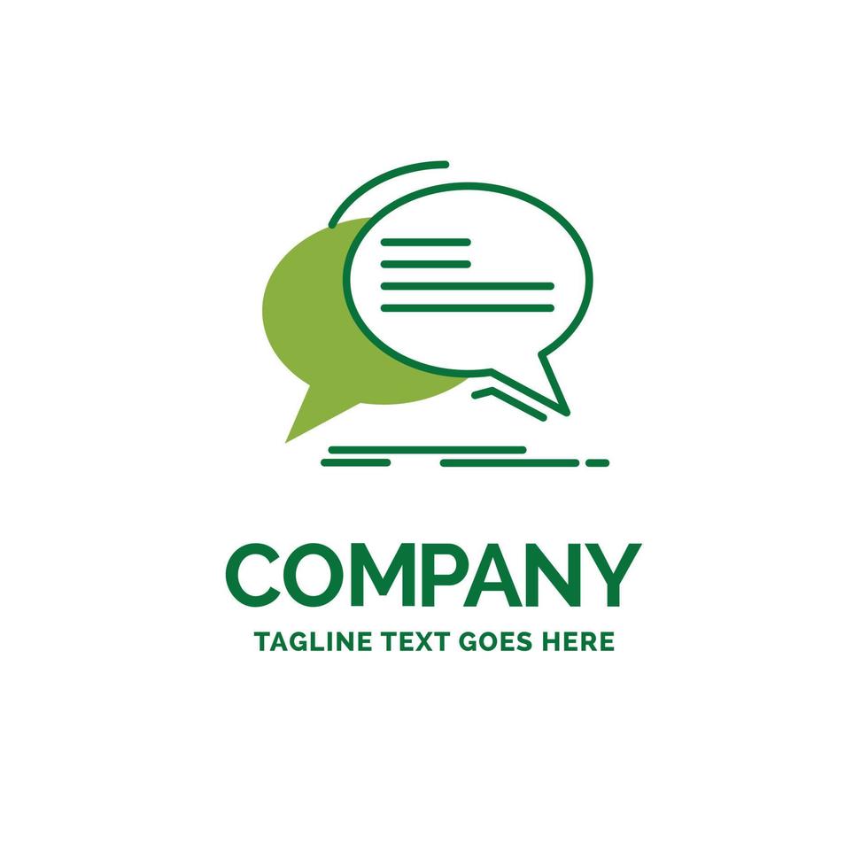 Bubble. chat. communication. speech. talk Flat Business Logo template. Creative Green Brand Name Design. vector