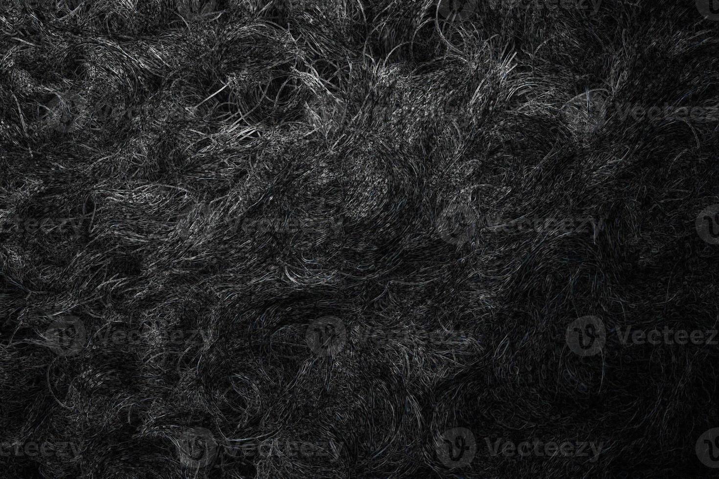 black Fur Background. Bear, Dog Skin. Digital Illustration. black fur vector texture. black animal skin imitation. Furry background. Seamless animal print. photo