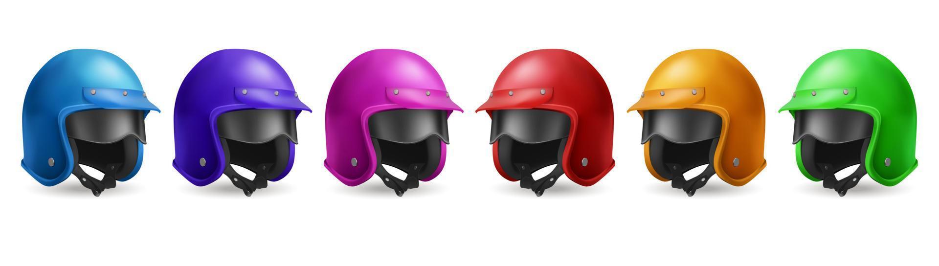 Motorcycle helmet set for race and ride on scooter vector