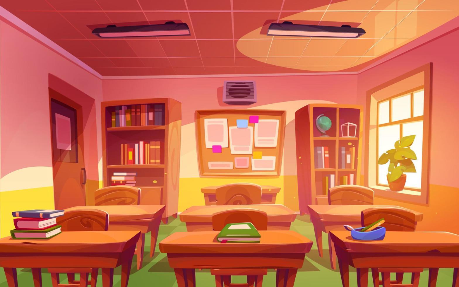 Classroom interior, school or college class room vector