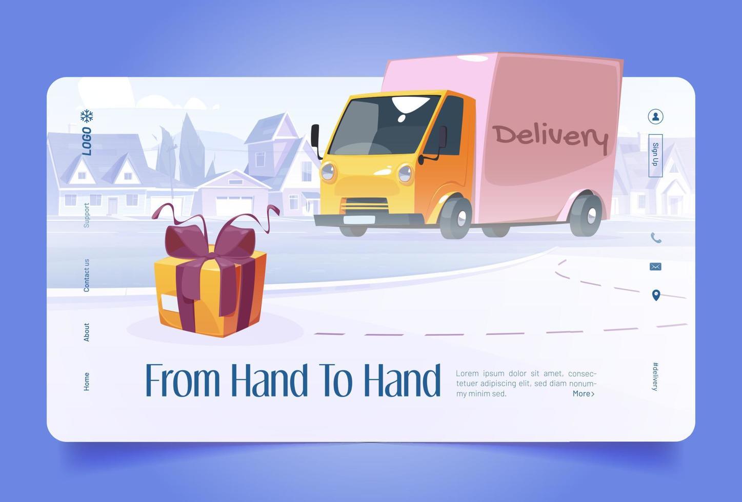 From hand to hand delivery service banner vector
