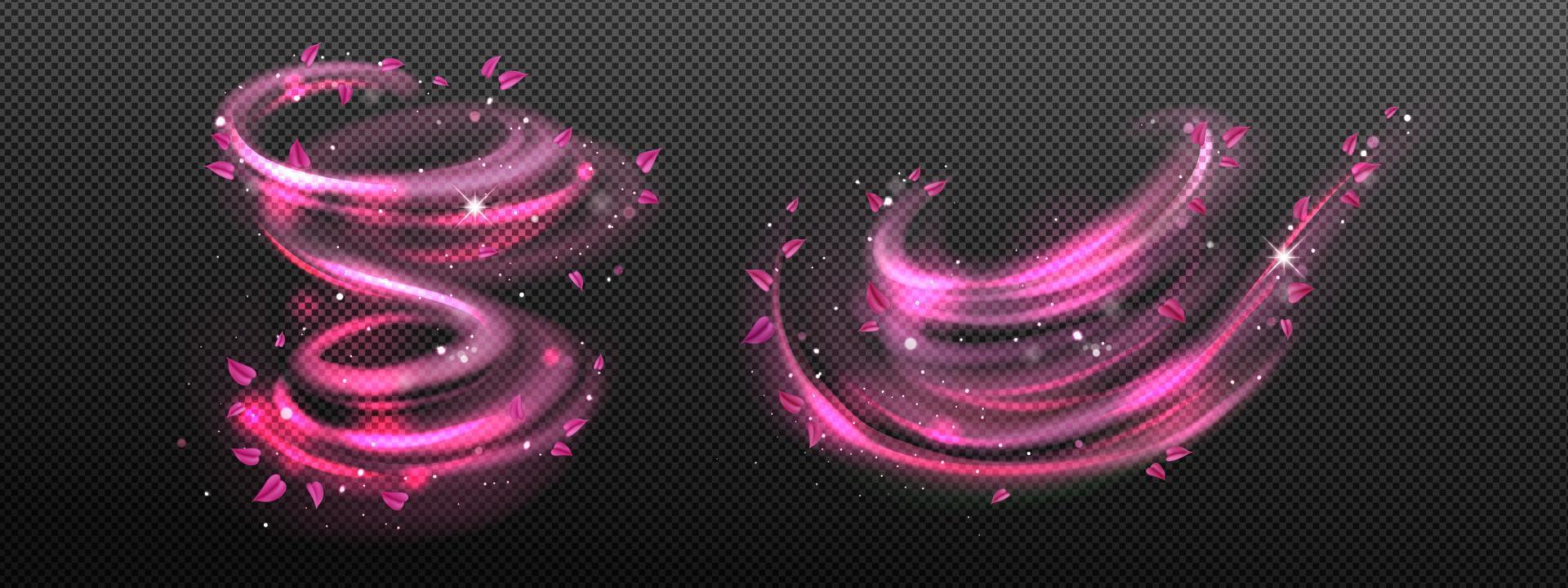 Wind swirls with flower pink petals vector