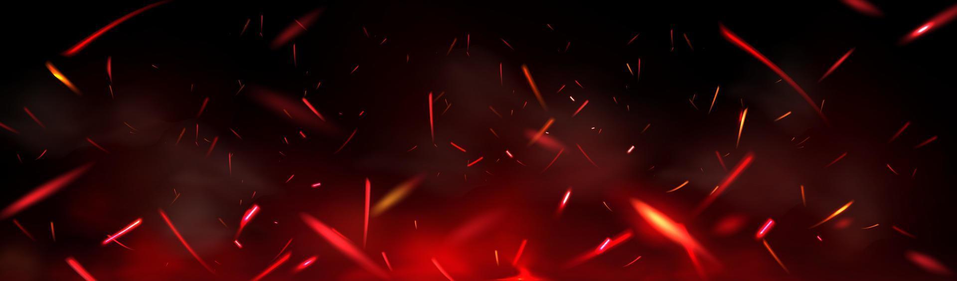 Red fire sparks overlay effect, burning campfire vector