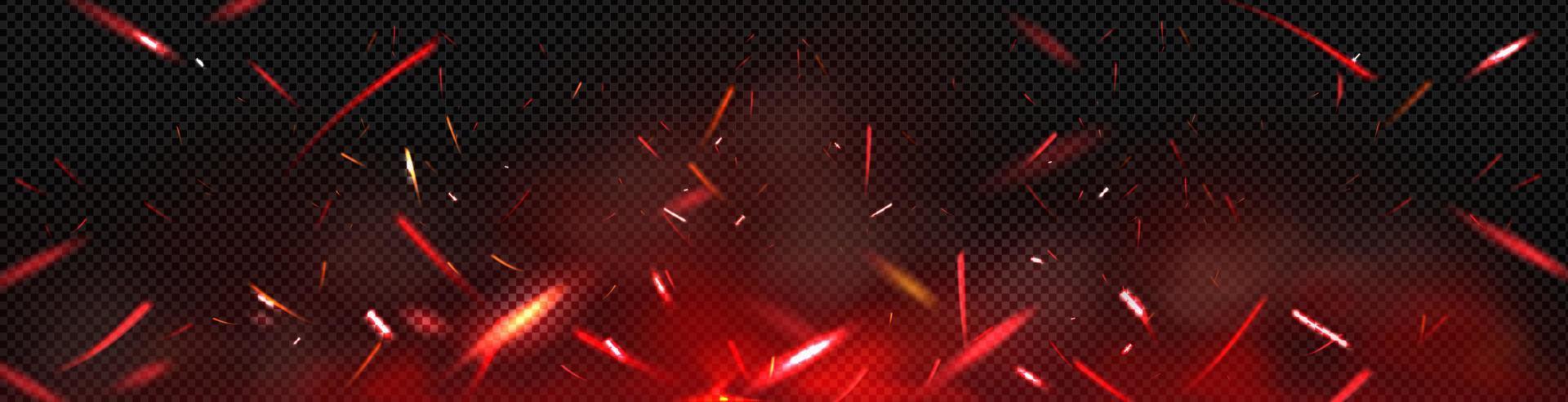 Red fire sparks overlay effect, burning campfire vector