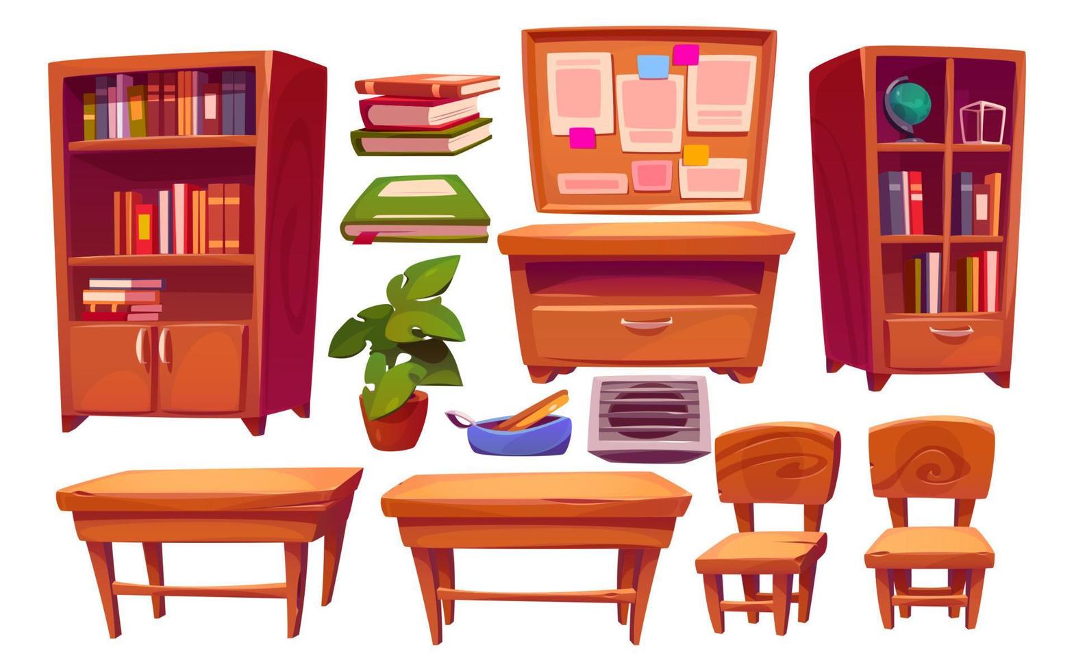 Classroom interior set, school college class room vector