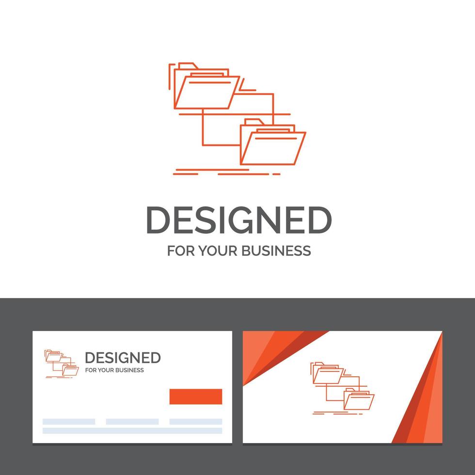 Business logo template for folder, file, management, move, copy. Orange Visiting Cards with Brand logo template vector