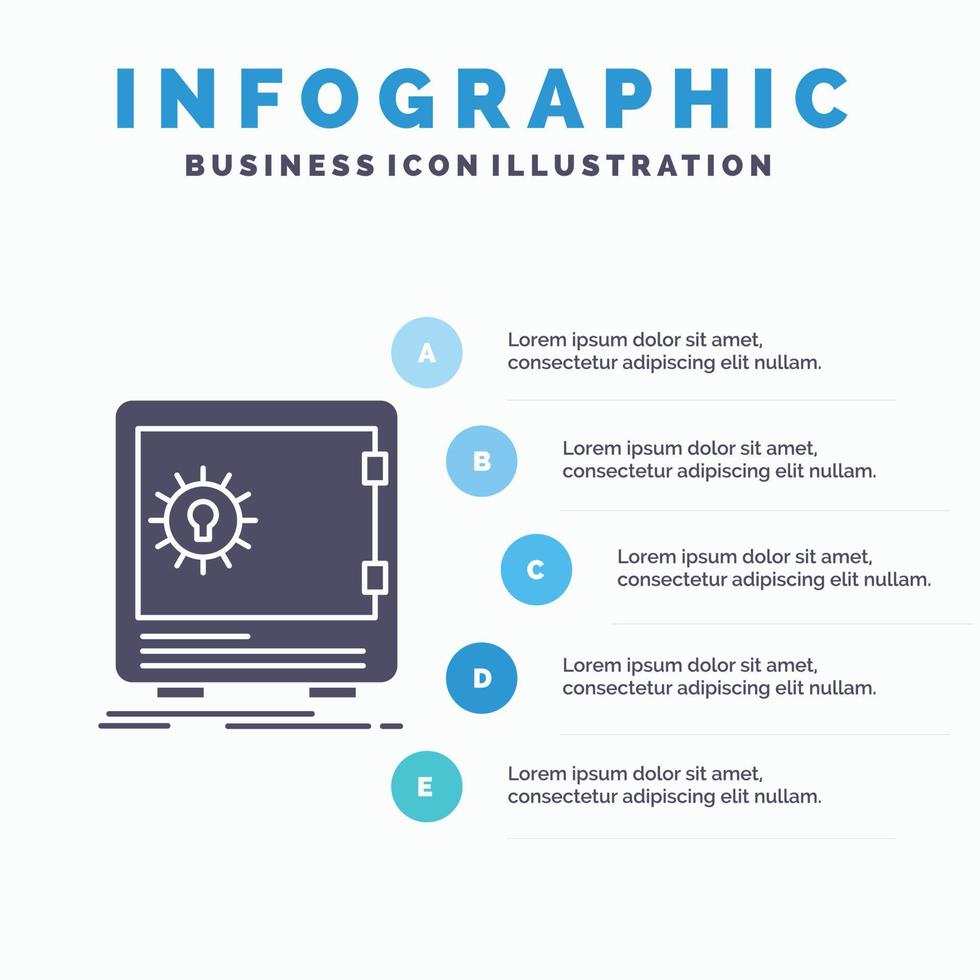 Bank. deposit. safe. safety. strongbox Infographics Template for Website and Presentation. GLyph Gray icon with Blue infographic style vector illustration.