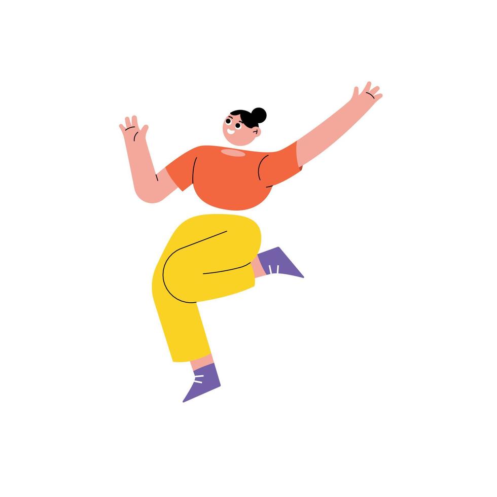 Happy young woman jumping vector