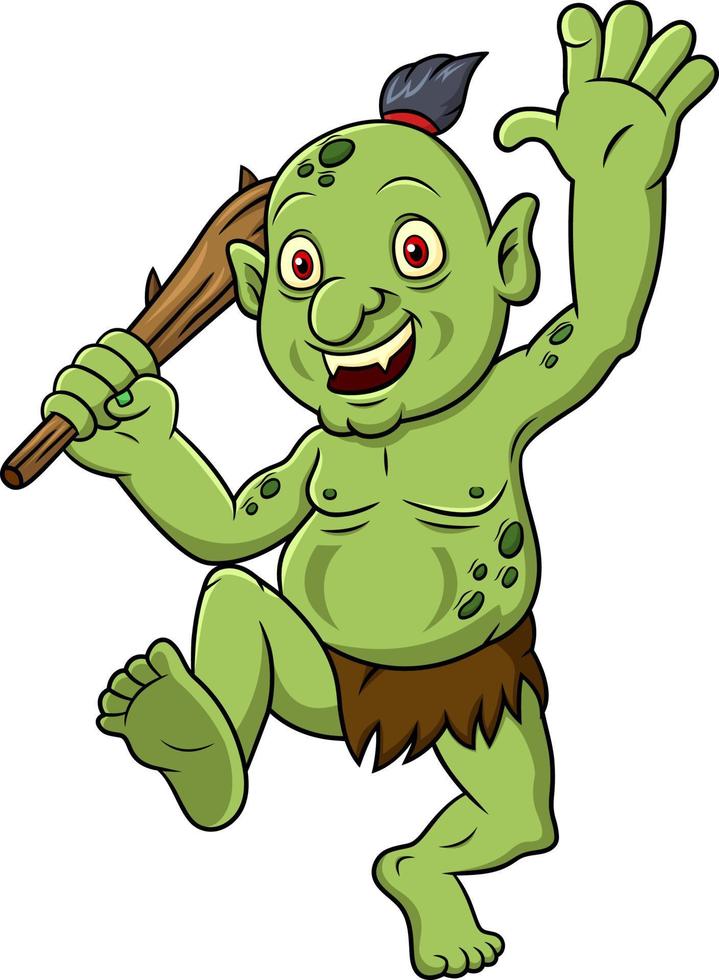 Cartoon Troll holding a club vector