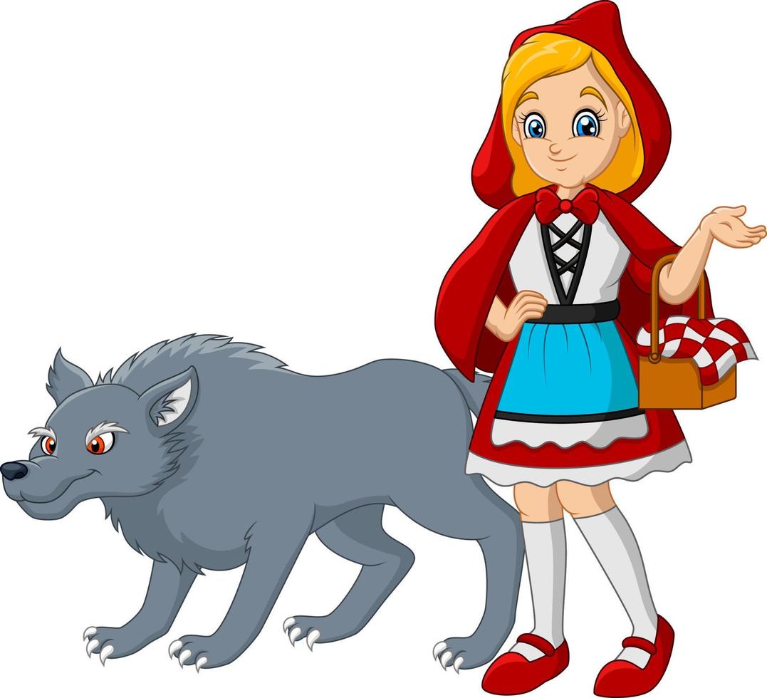 Little red riding hood with wolf vector