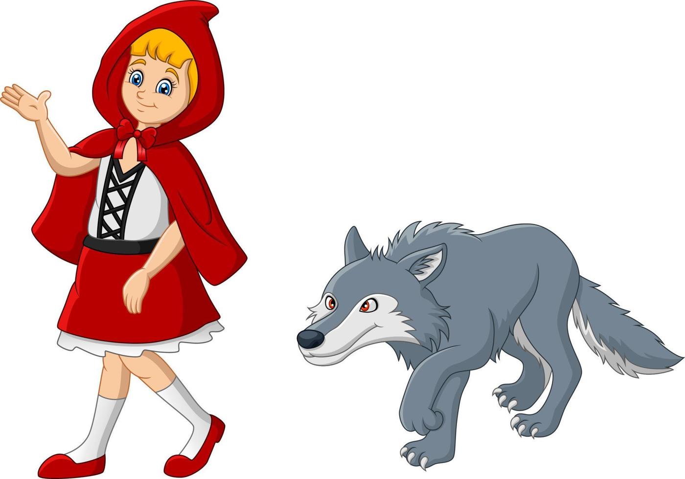 Little red riding hood with wolf vector