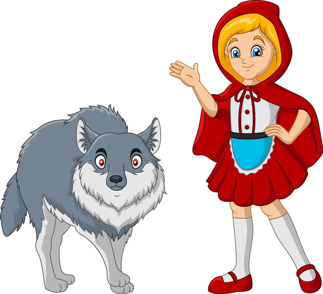 Little red riding hood with wolf vector