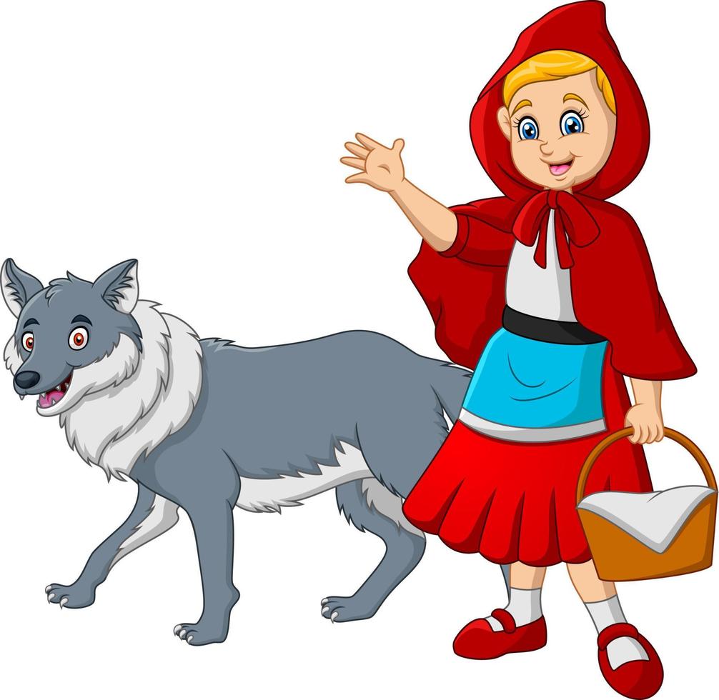 Little red riding hood with wolf vector