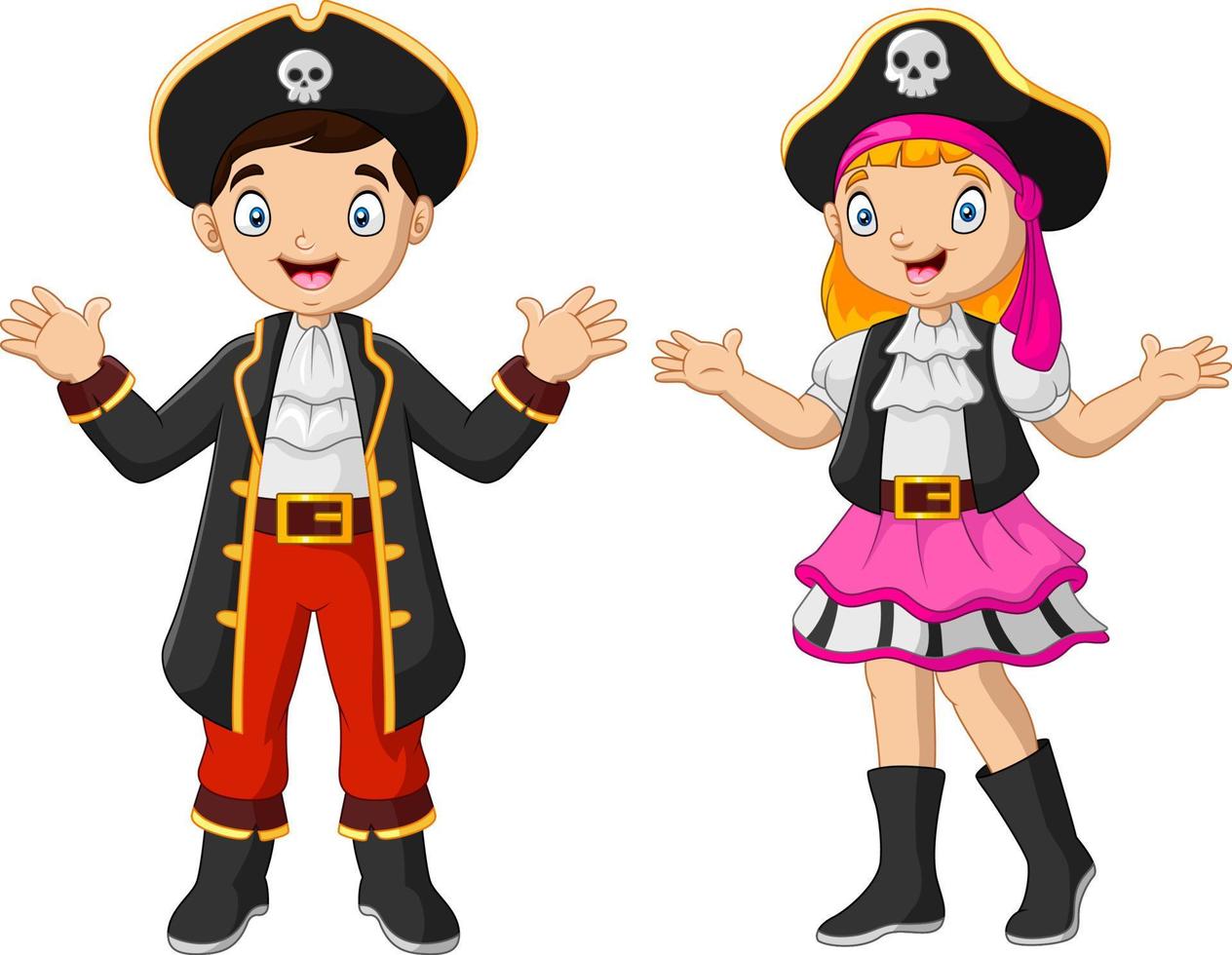 Cartoon funny pirate waving hand vector