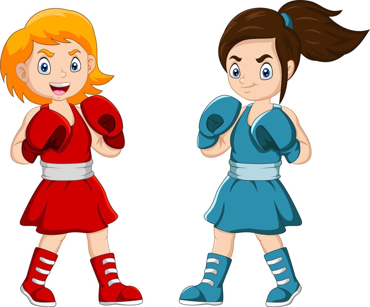 Cartoon two girl stand for the fight vector