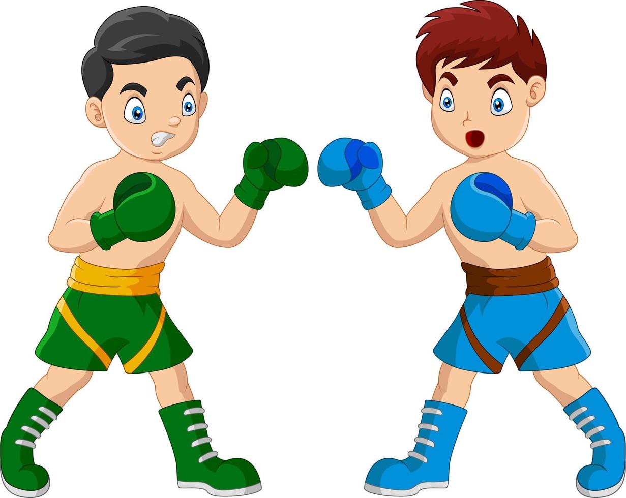 Cartoon Boys are boxing each other in a match vector