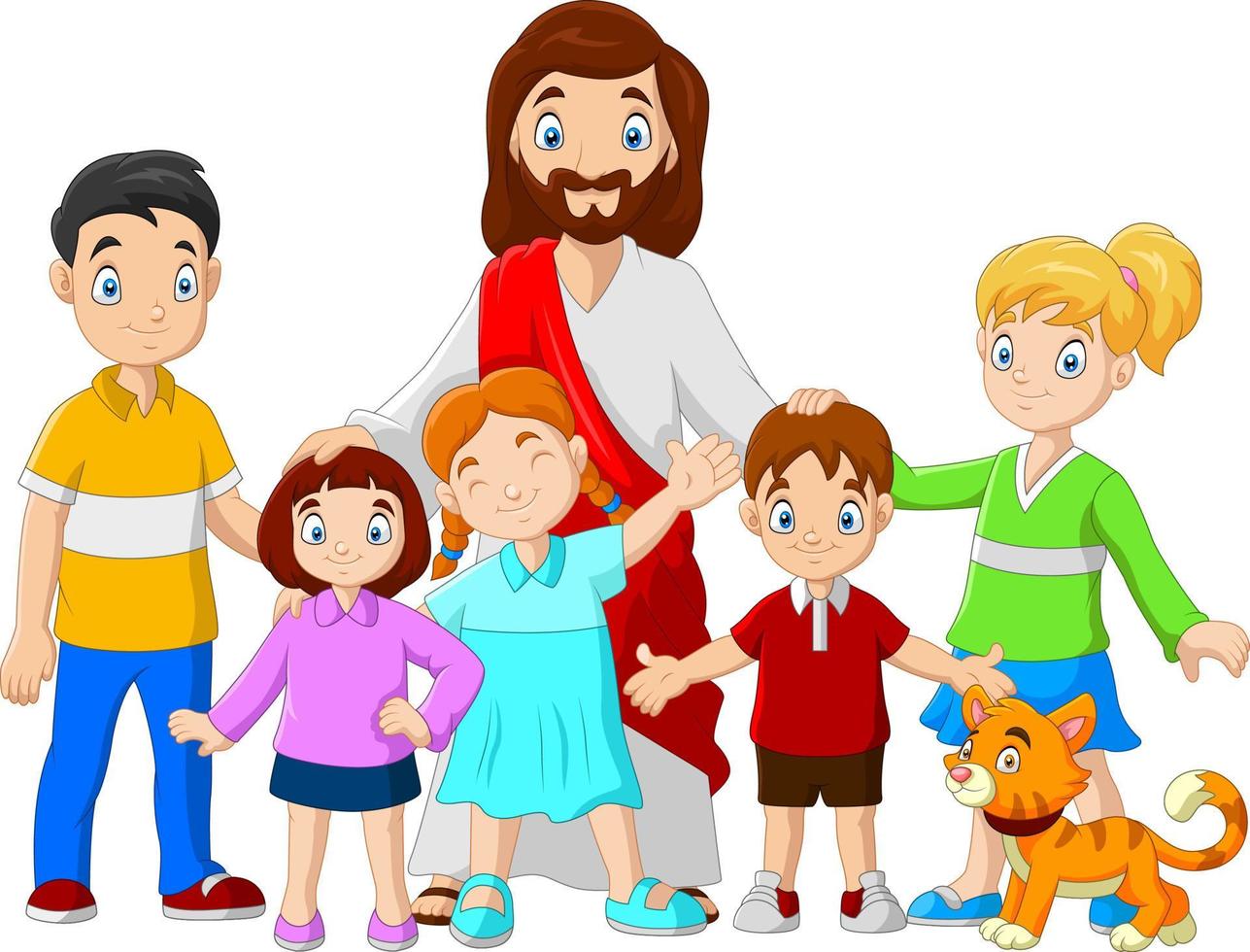 Cartoon Jesus Christus with children vector