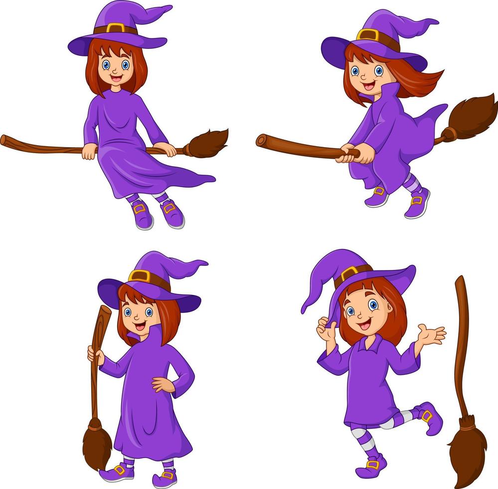 the witch cartoon collection set vector