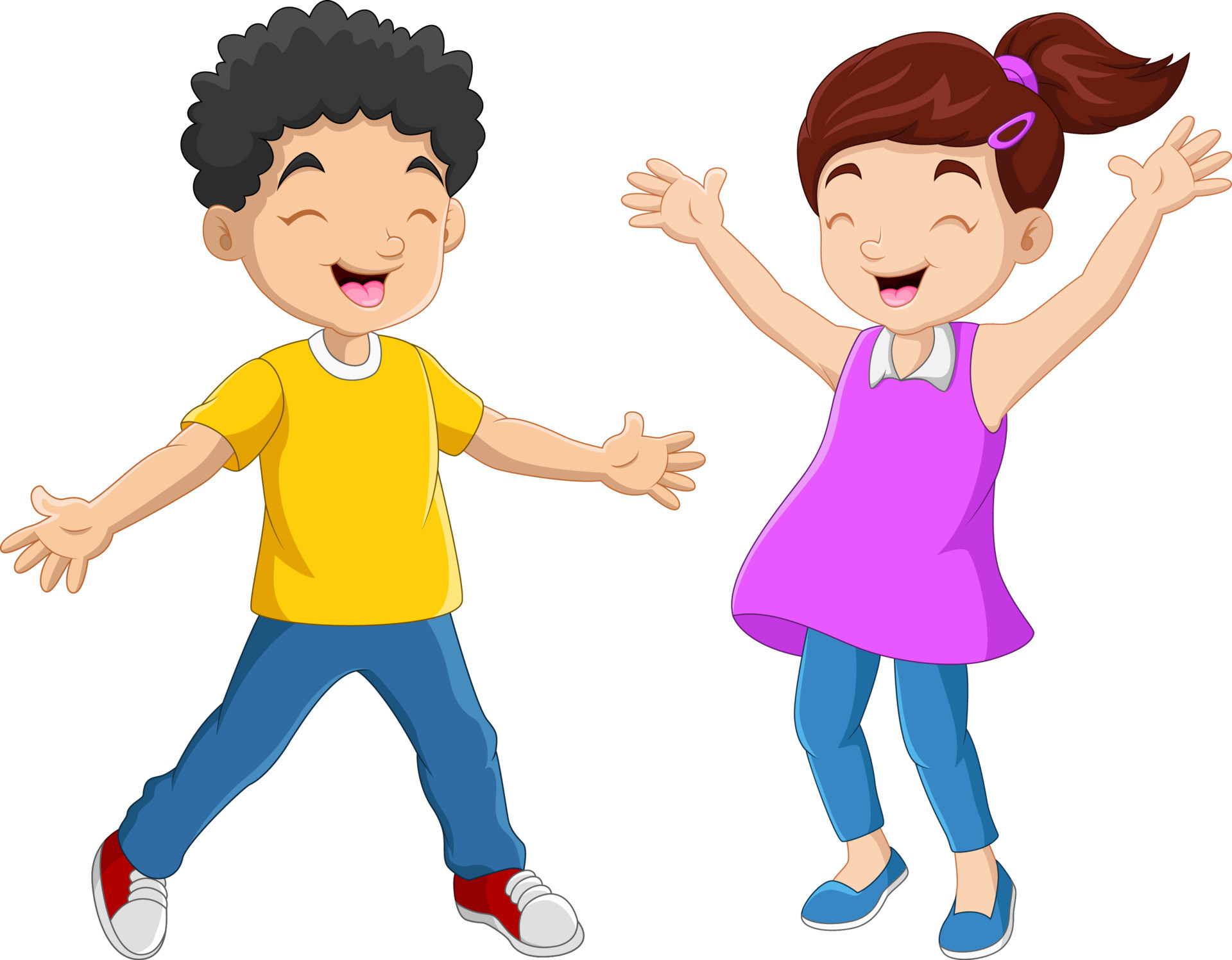 Happy kid cartoon funny couple 12816684 Vector Art at Vecteezy Happy kid cartoon funny couple 12816684 Vector Art at Vecteezy