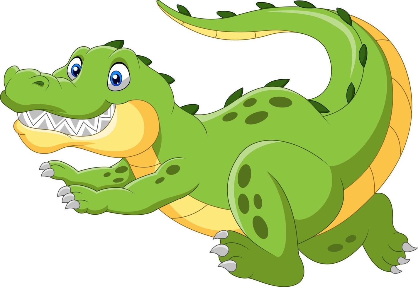 Happy cartoon crocodile running fast vector