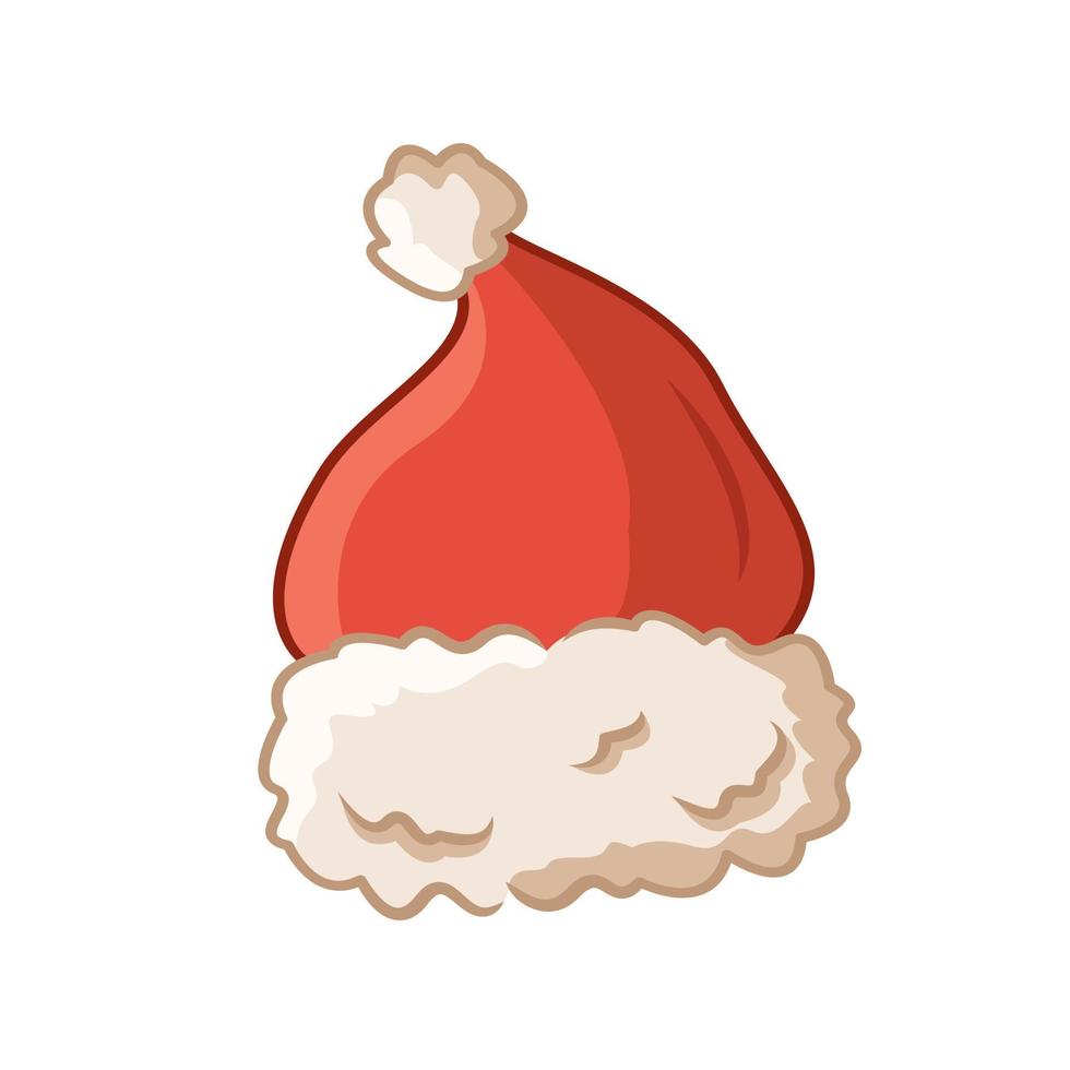 Santa Claus red hat, detail of a New Year's costume, Christmas decoration. Vector