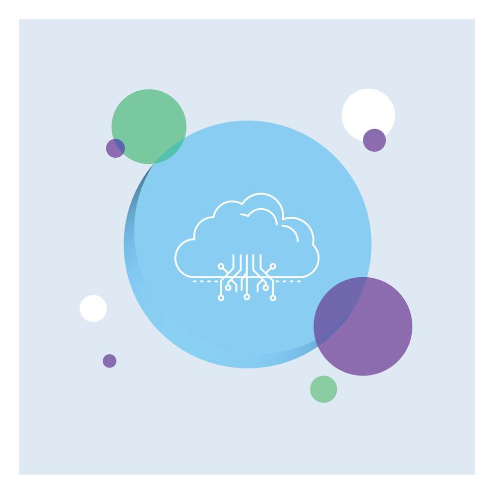 cloud. computing. data. hosting. network White Line Icon colorful Circle Background vector