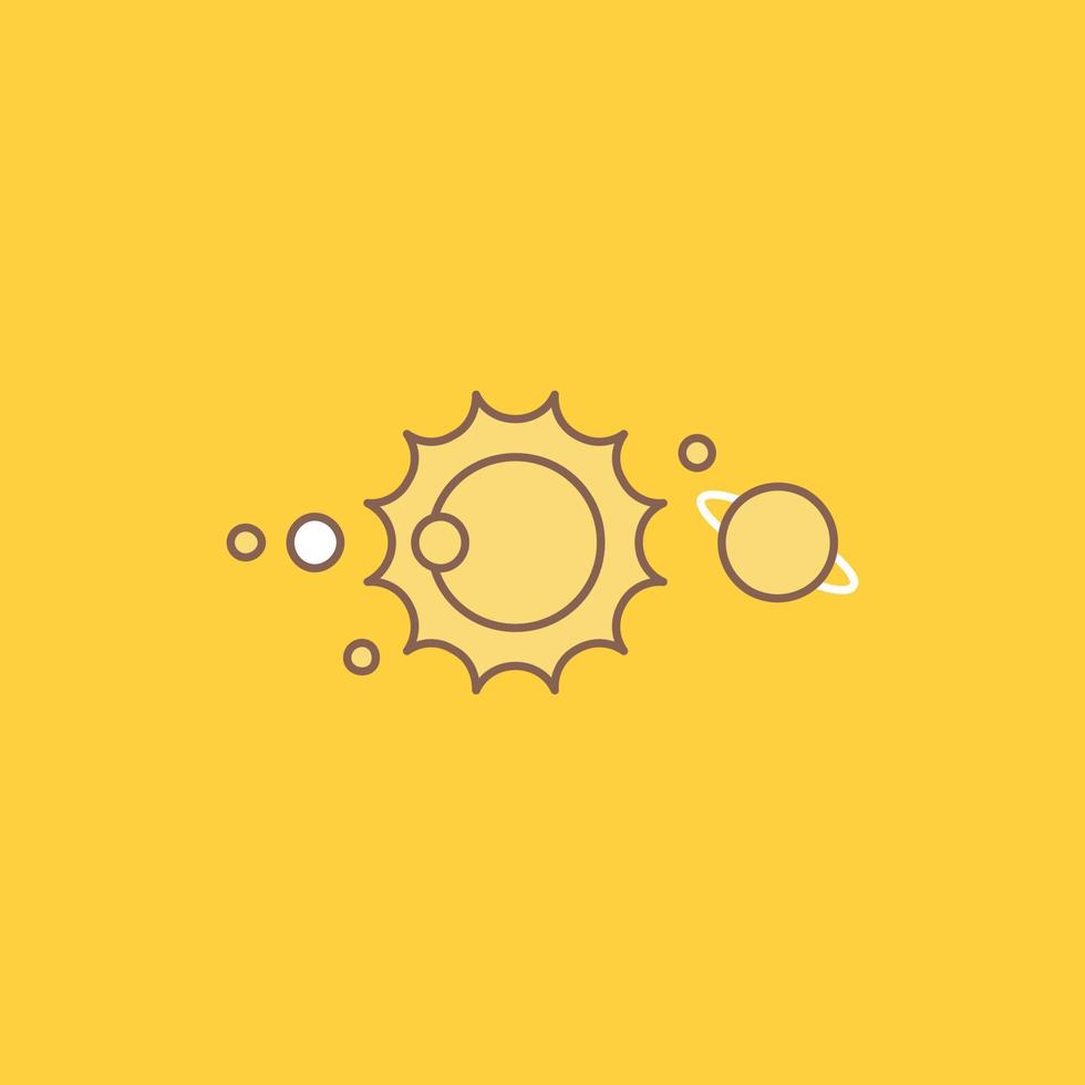 solar. sistema. universo. sistema solar. icono lleno de línea plana de astronomía. hermoso botón de logotipo sobre fondo amarillo para ui y ux. sitio web o aplicación móvil vector