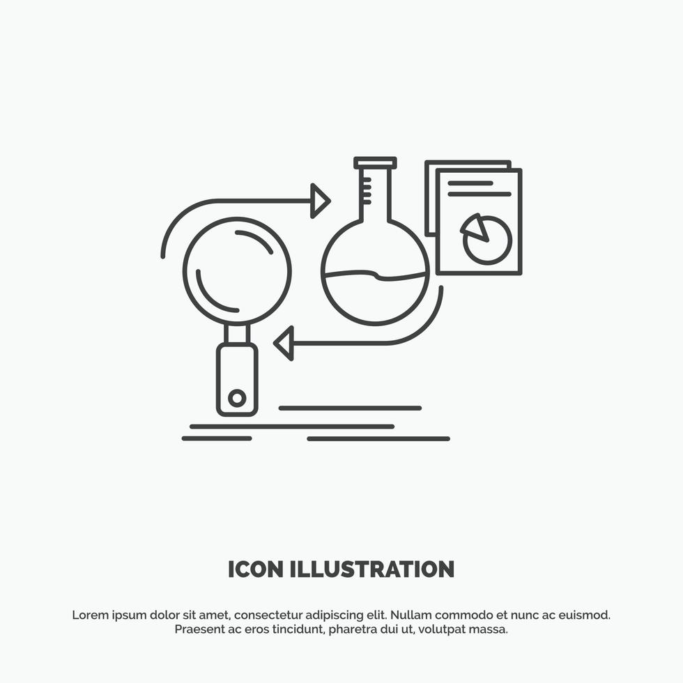 análisis. negocio. desarrollar. desarrollo. icono de mercado. símbolo gris vectorial de línea para ui y ux. sitio web o aplicación móvil vector