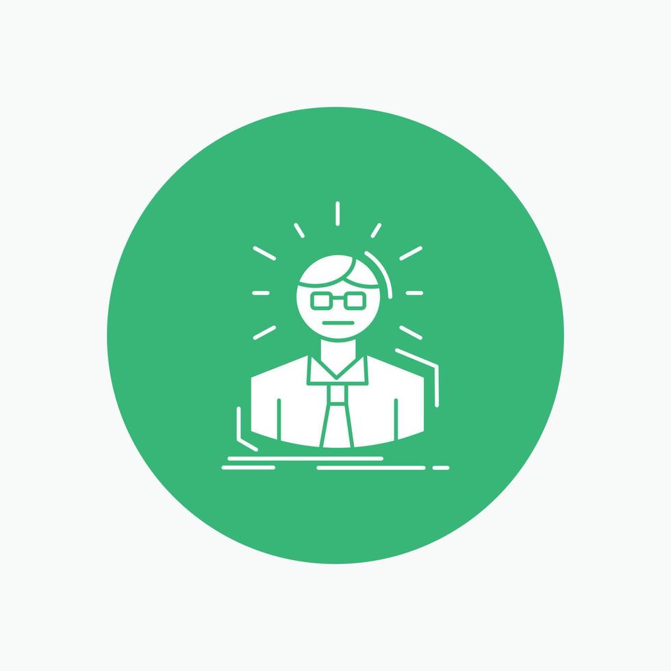 Manager. Employee. Doctor. Person. Business Man White Glyph Icon in Circle. Vector Button illustration