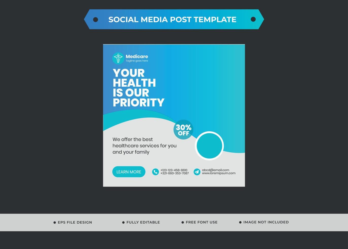 Medical Social Media Post Template Design vector
