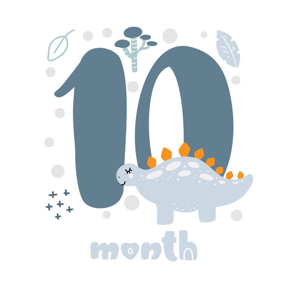 Métricas de la tarjeta de aniversario de 10 diez meses para bebés.  impresión de baby shower