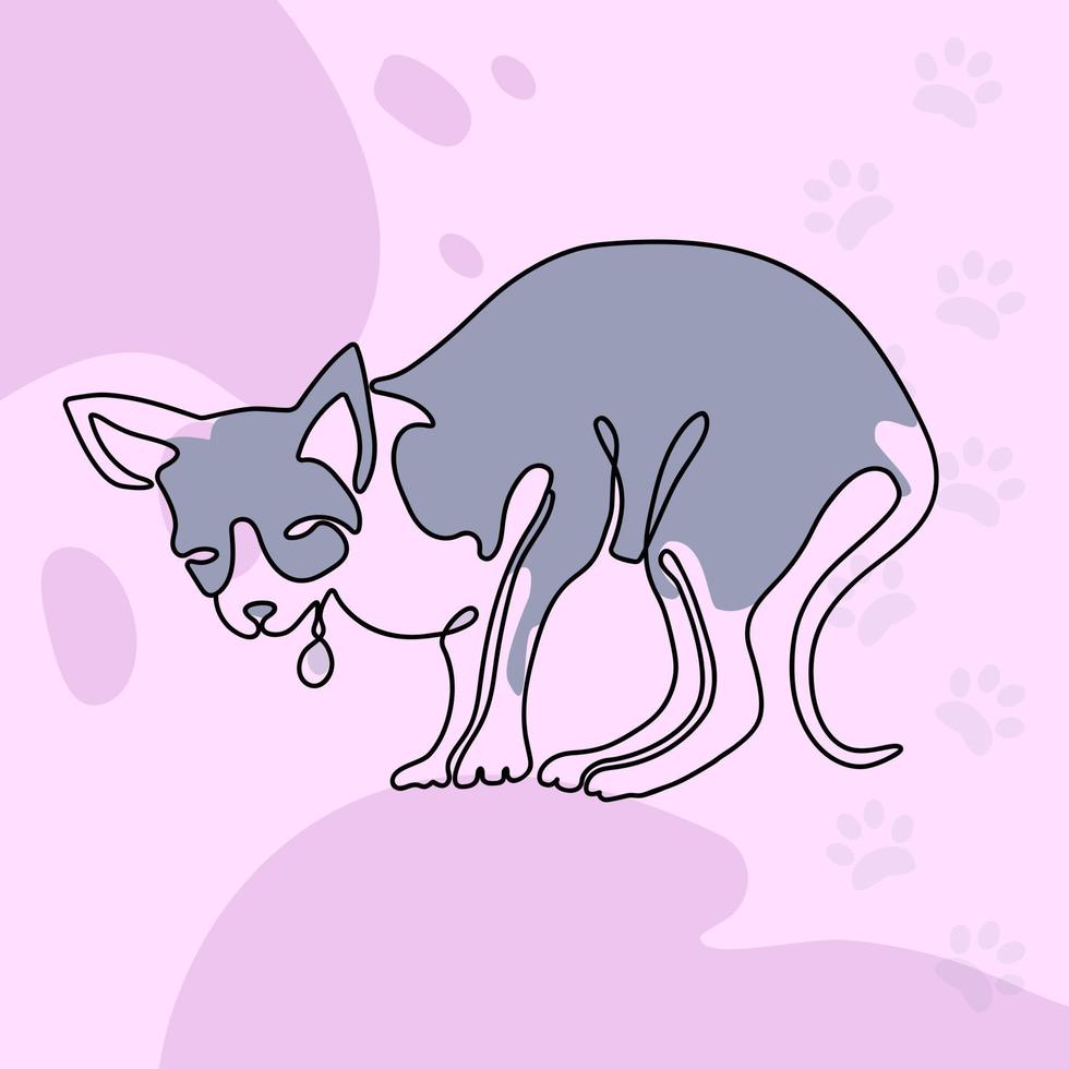 mascota con un medallón. gato de arte de línea con un medallón sobre un fondo de color. arte divertido con una mascota. concepto de gato. ilustración vectorial vector