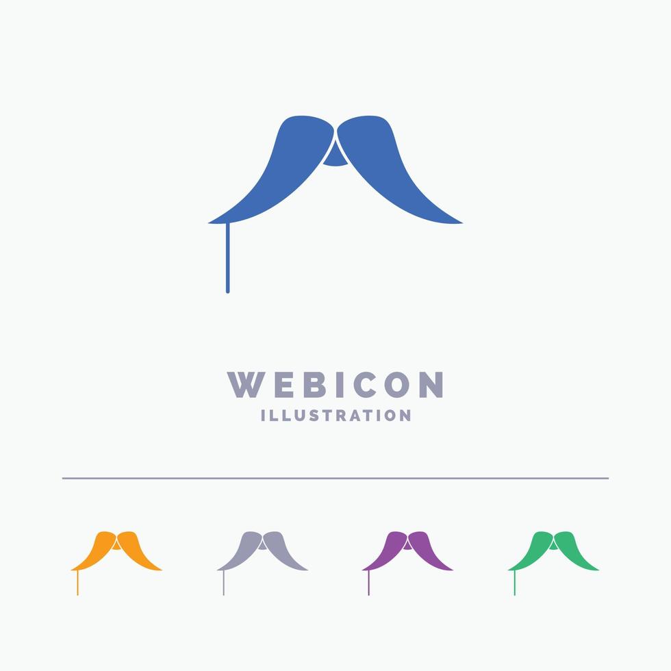 moustache. Hipster. movember. male. men 5 Color Glyph Web Icon Template isolated on white. Vector illustration
