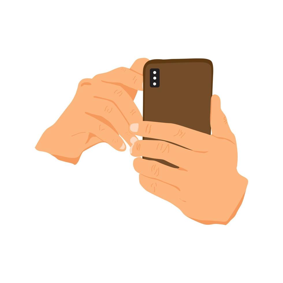 ilustración vectorial de la persona que sostiene el teléfono inteligente, la mano que sostiene el teléfono inteligente vector