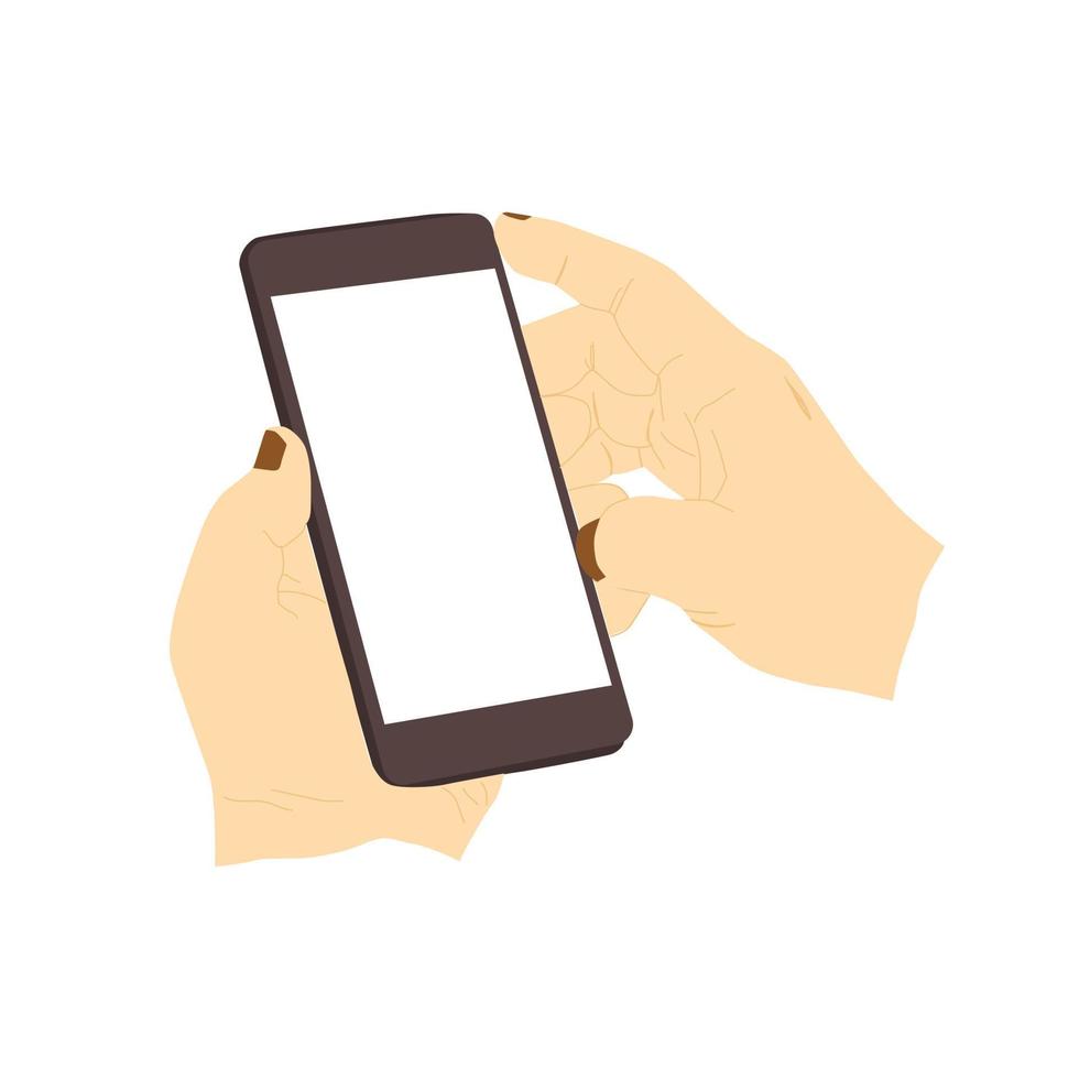ilustración vectorial de la persona que sostiene el teléfono inteligente, la mano que sostiene el teléfono inteligente vector