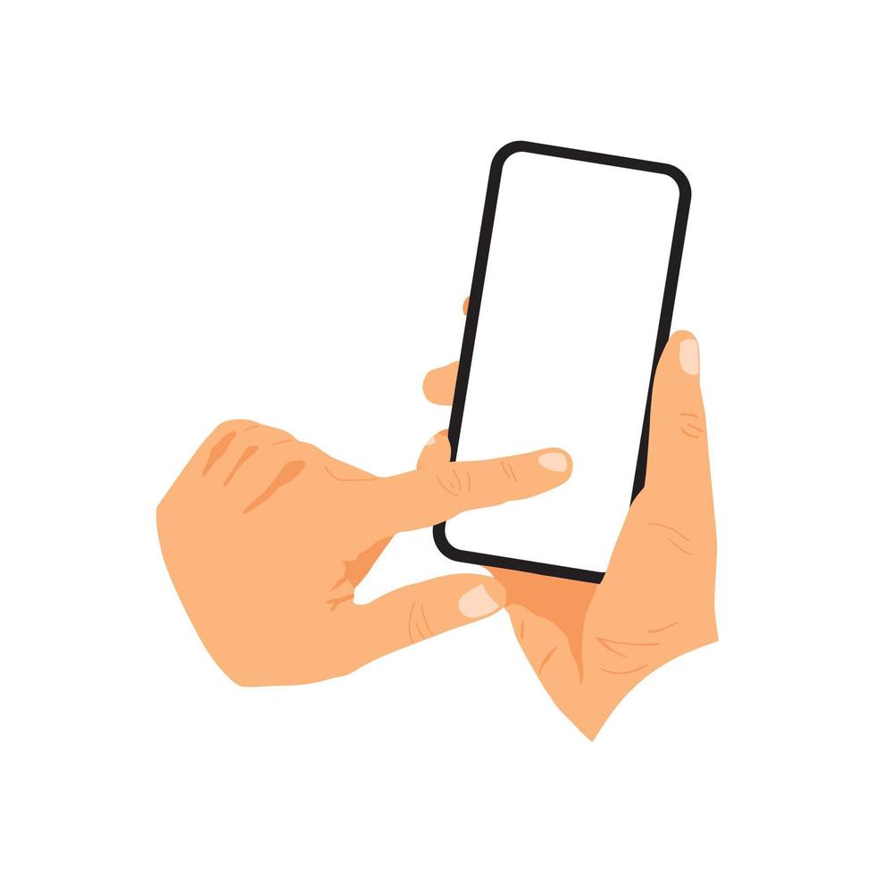 vector illustration of person holding smart phone, hand holding smart phone