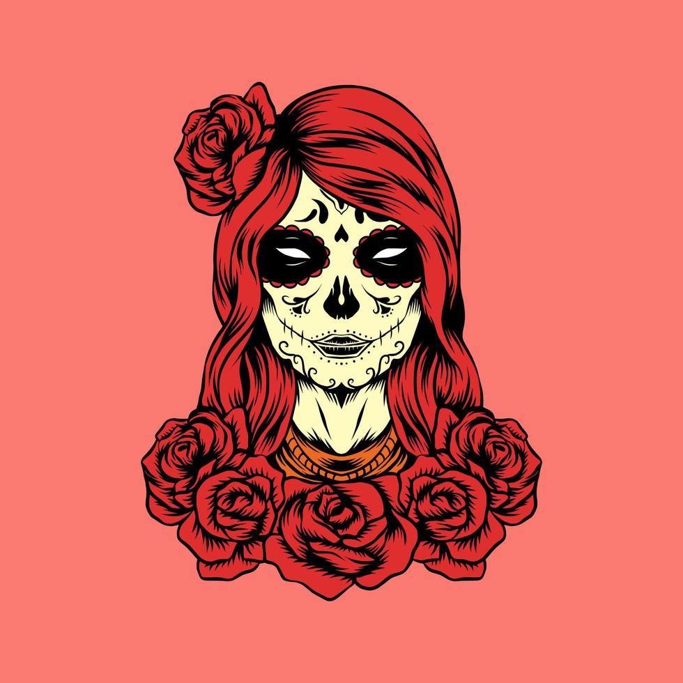 Sugar skull lady vector