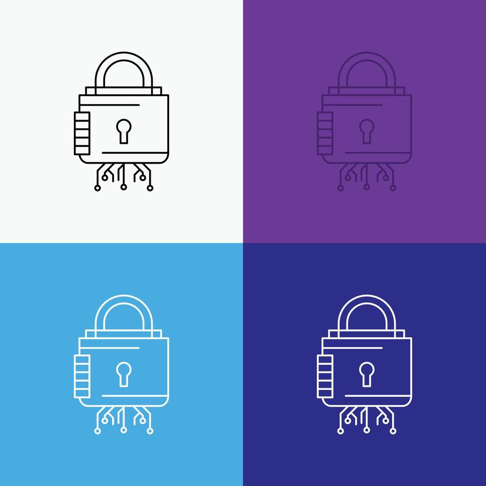 Security. cyber. lock. protection. secure Icon Over Various Background. Line style design. designed for web and app. Eps 10 vector illustration